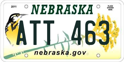 NE license plate ATT463