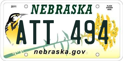 NE license plate ATT494