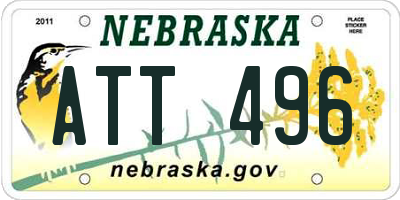 NE license plate ATT496