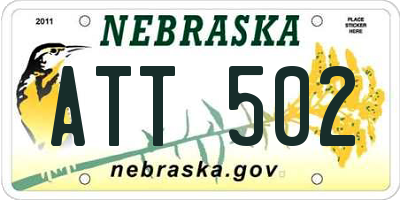 NE license plate ATT502