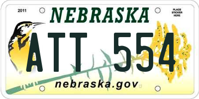 NE license plate ATT554