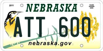 NE license plate ATT600