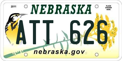 NE license plate ATT626