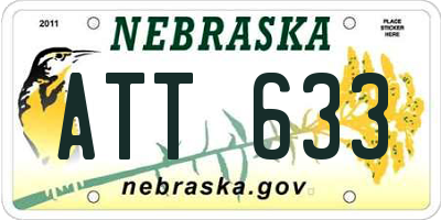 NE license plate ATT633