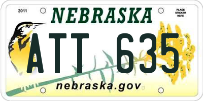 NE license plate ATT635
