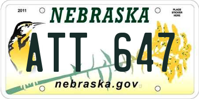 NE license plate ATT647