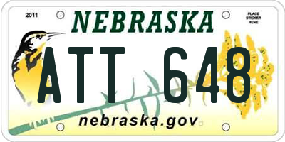 NE license plate ATT648