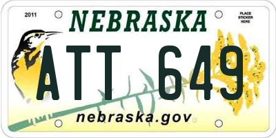 NE license plate ATT649