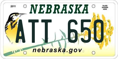 NE license plate ATT650
