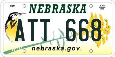 NE license plate ATT668