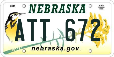NE license plate ATT672