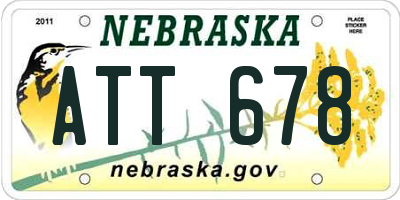NE license plate ATT678