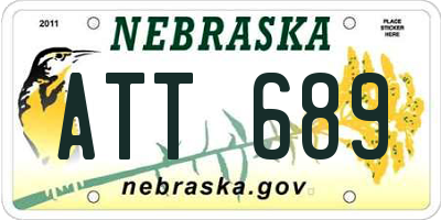 NE license plate ATT689
