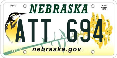 NE license plate ATT694