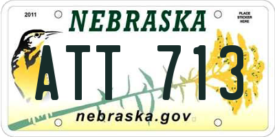 NE license plate ATT713