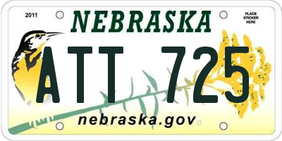 NE license plate ATT725
