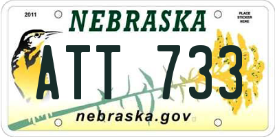 NE license plate ATT733