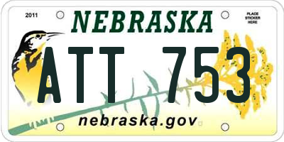 NE license plate ATT753