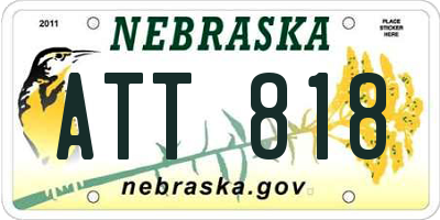 NE license plate ATT818