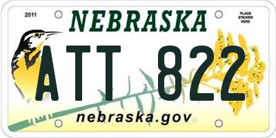 NE license plate ATT822