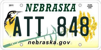 NE license plate ATT848