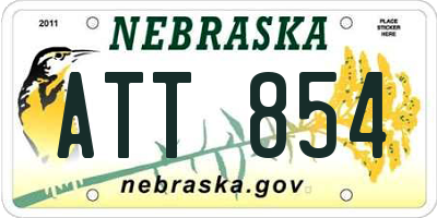 NE license plate ATT854