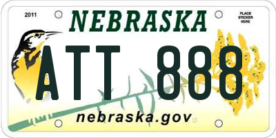 NE license plate ATT888