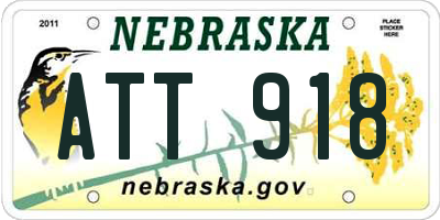 NE license plate ATT918
