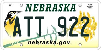 NE license plate ATT922