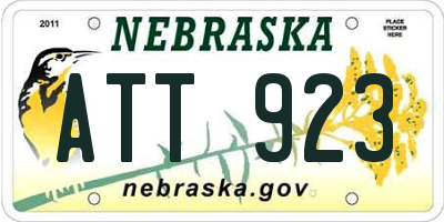 NE license plate ATT923