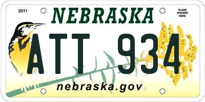 NE license plate ATT934