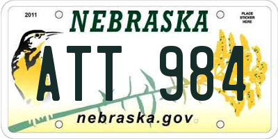 NE license plate ATT984