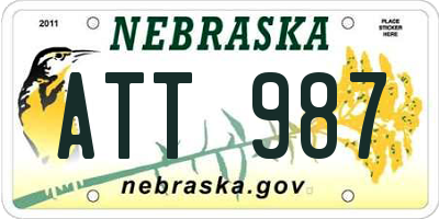NE license plate ATT987