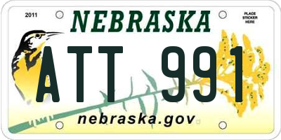 NE license plate ATT991
