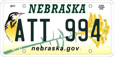 NE license plate ATT994