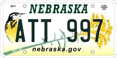 NE license plate ATT997