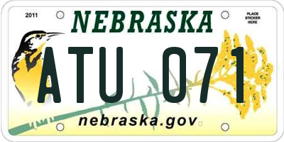 NE license plate ATU071