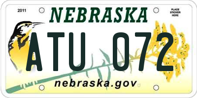 NE license plate ATU072
