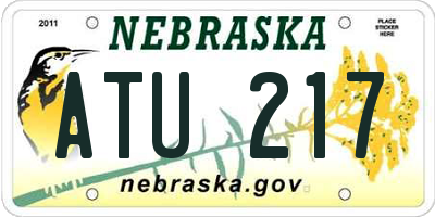 NE license plate ATU217