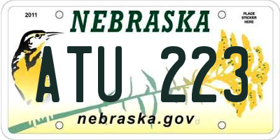 NE license plate ATU223