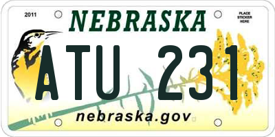 NE license plate ATU231