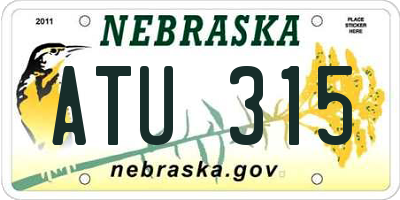 NE license plate ATU315