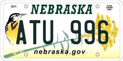 NE license plate ATU996