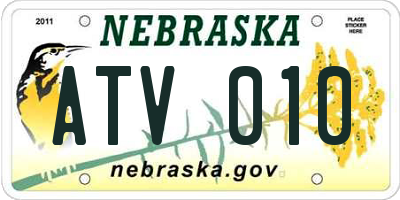 NE license plate ATV010