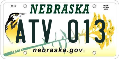 NE license plate ATV013