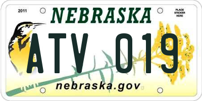 NE license plate ATV019