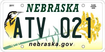 NE license plate ATV021
