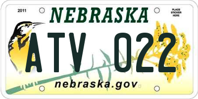 NE license plate ATV022