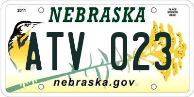 NE license plate ATV023
