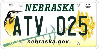 NE license plate ATV025